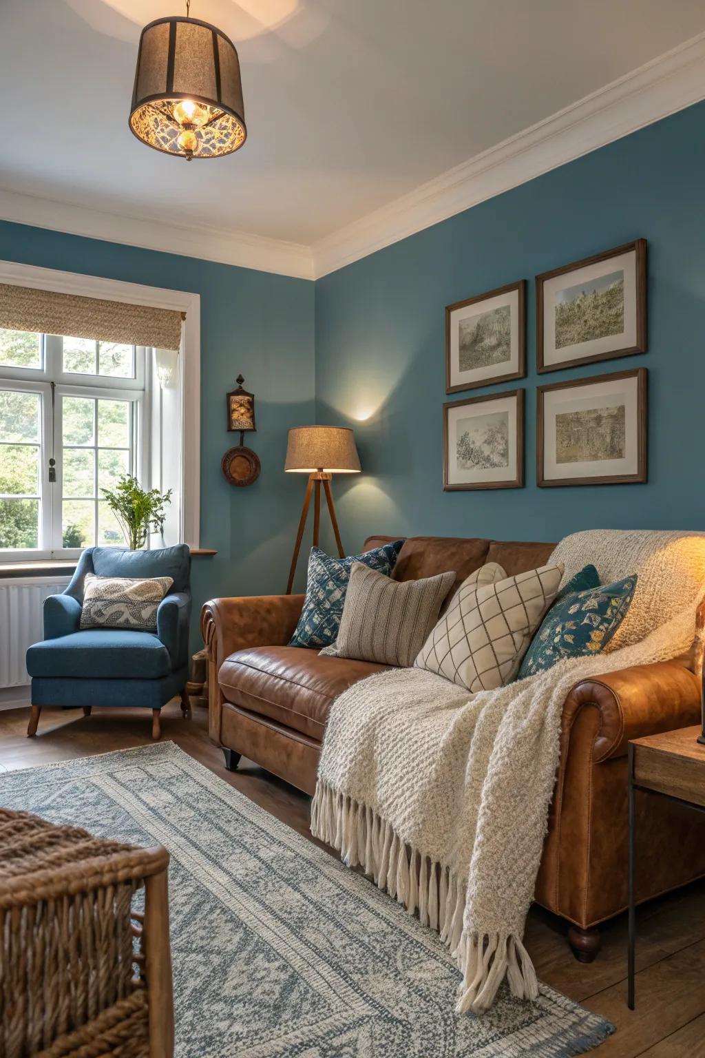 Textured design enhances the gentleness of cerulean tones in your living space.