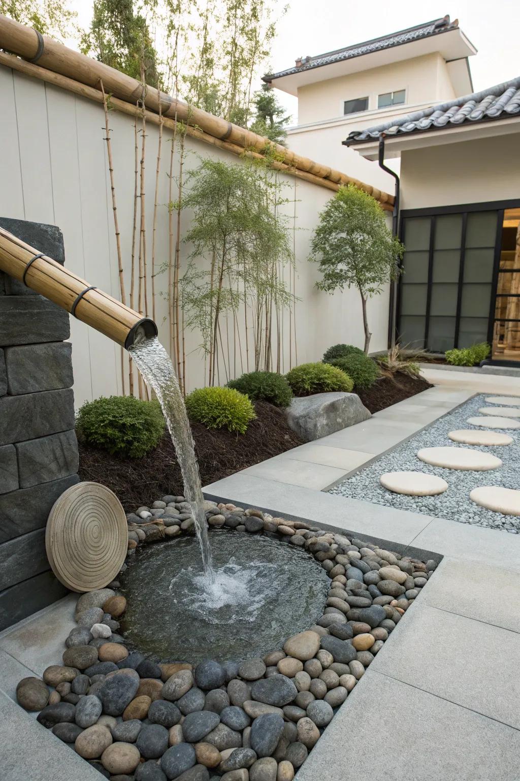 A meditative garden waterfall imbues peace into your environment.