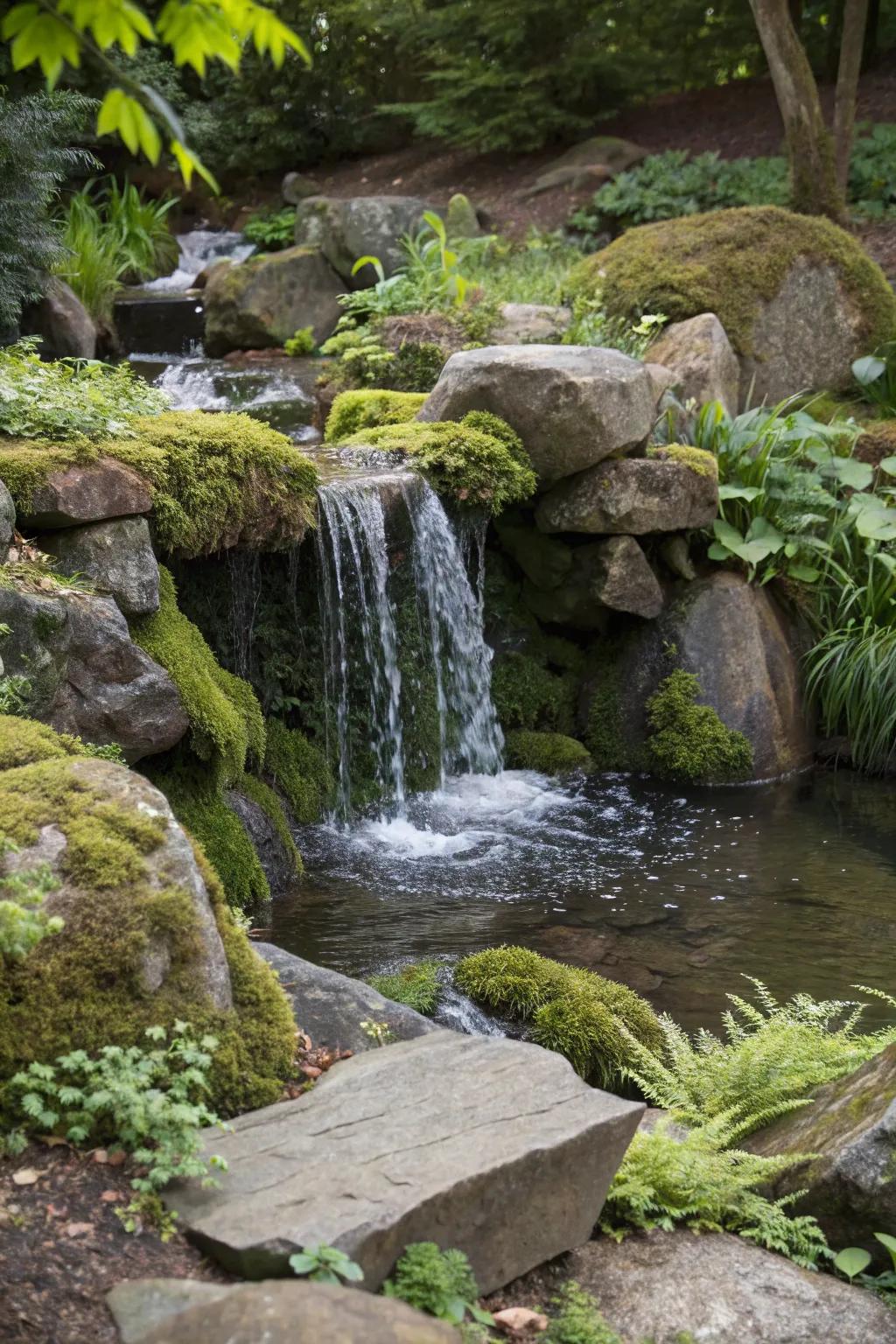 A falls without a pond offers the beauty of flowing water without needing a pond.