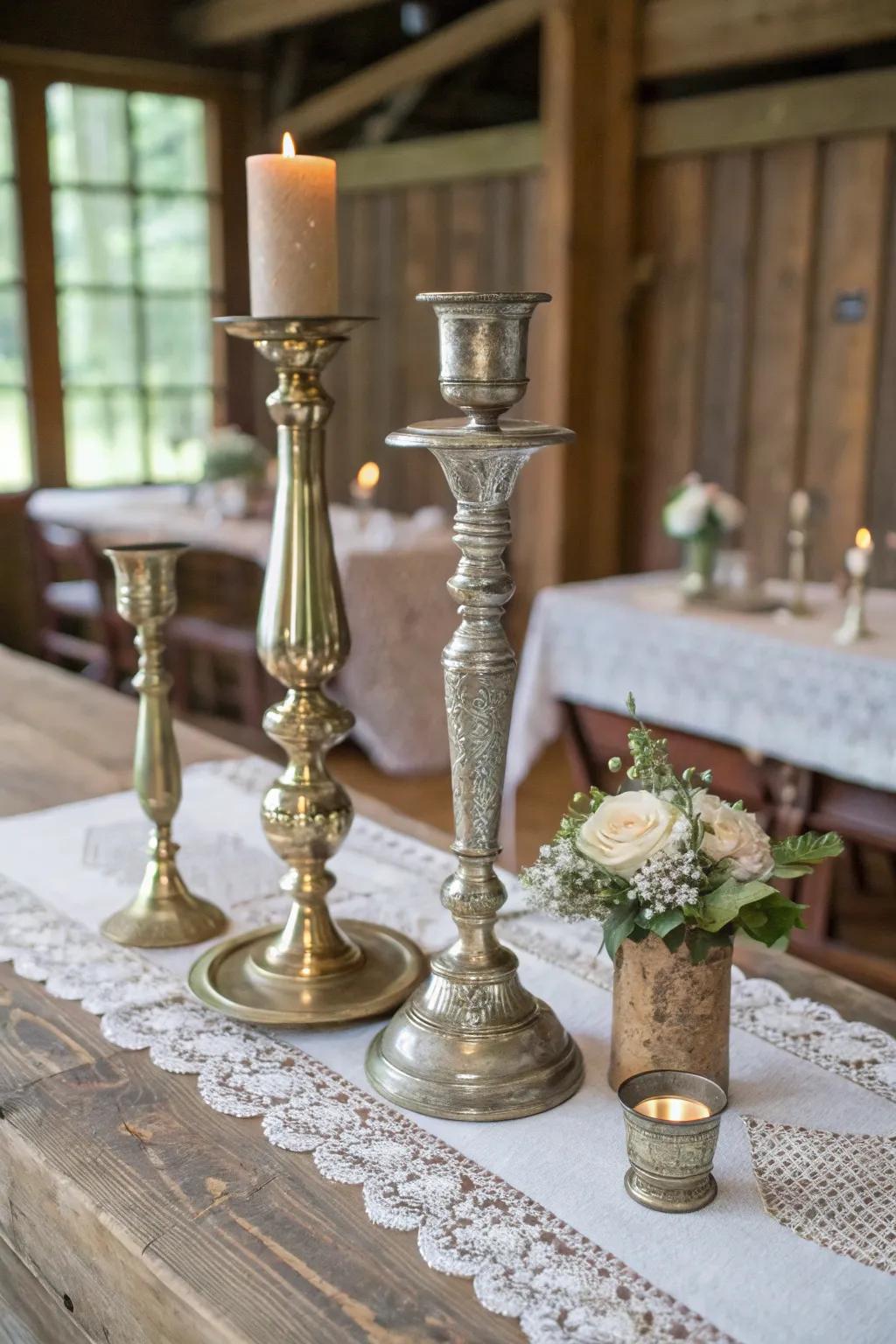 Enhance your decor with vintage candle holders.