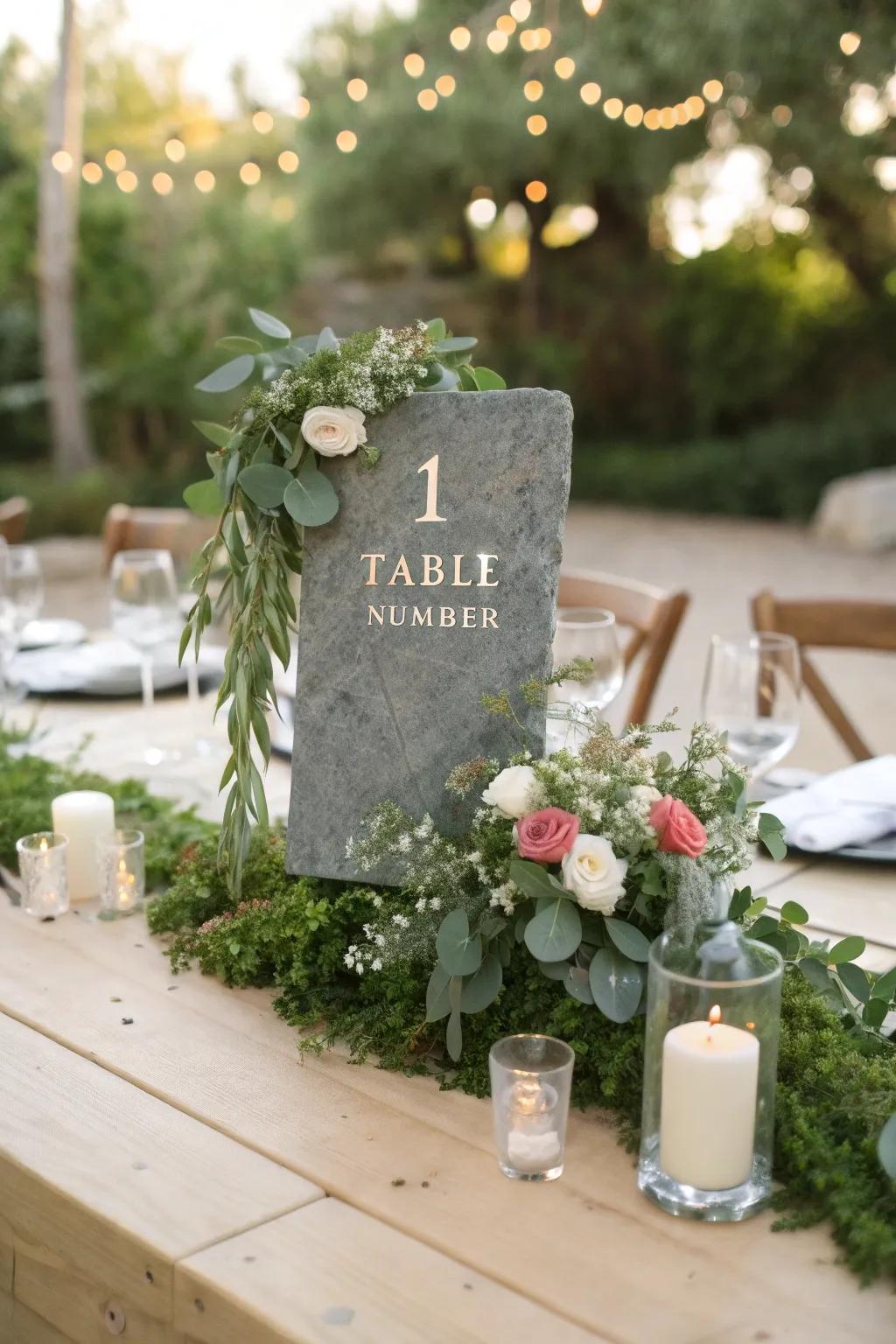 Rock fragments introduce a natural element to your wedding decoration.