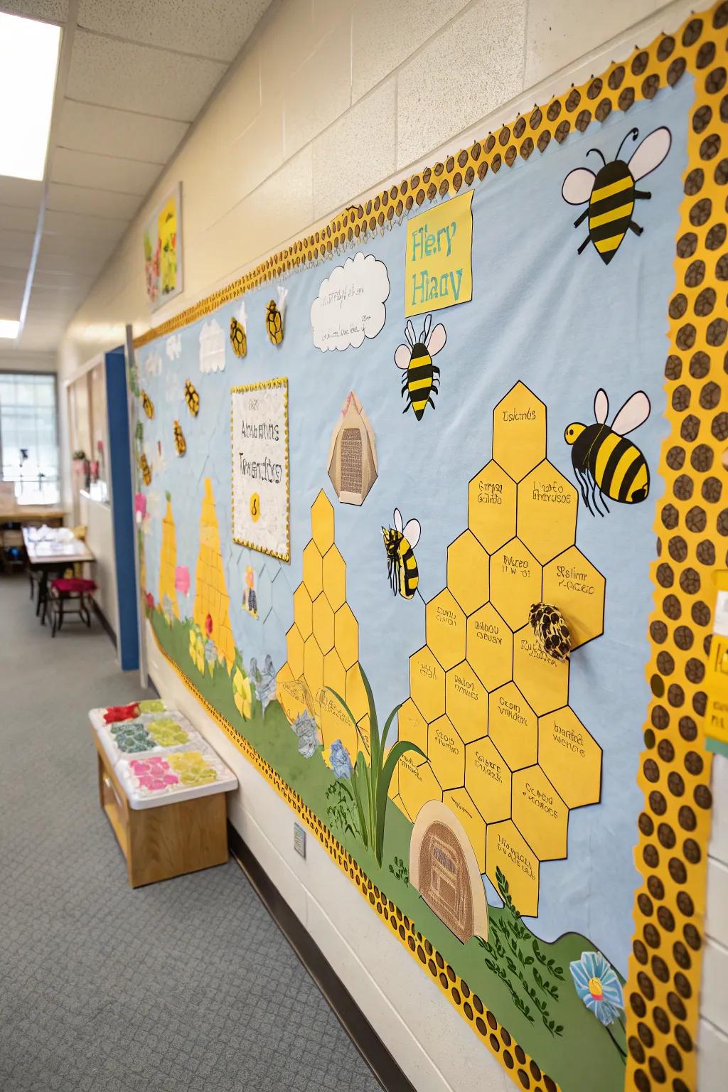 A bug-themed bulletin board to promote a sense of community and teamwork.