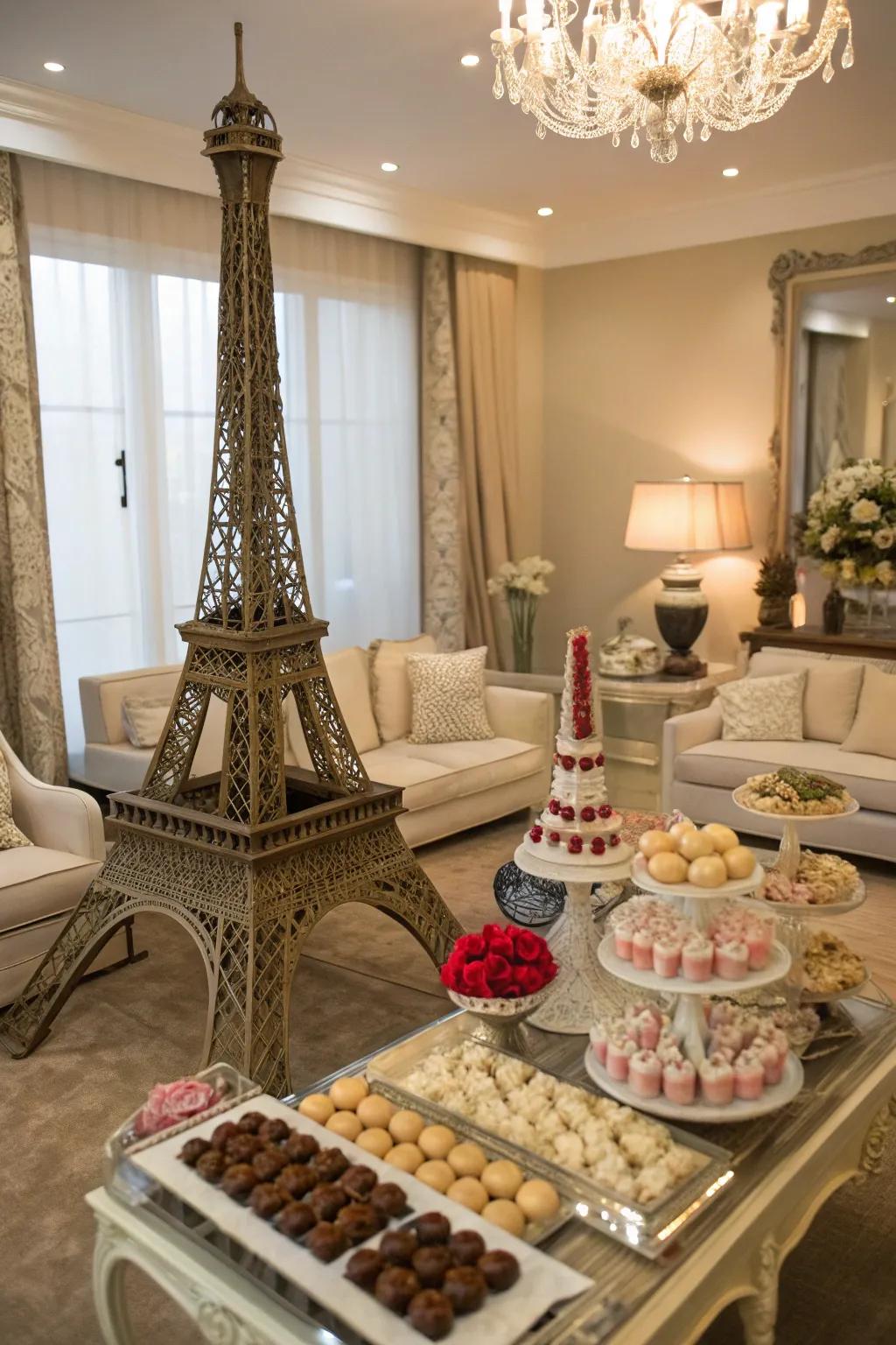 Parisian-themed embellishments for a tailored reception.
