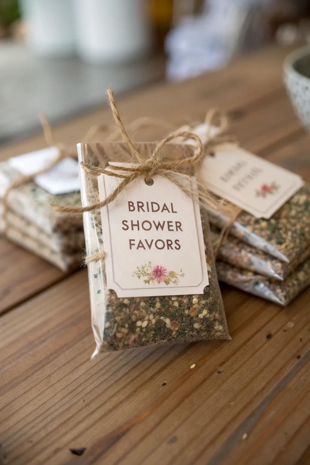 Untamed blossom kernel packets stand as heartfelt, nature-friendly giveaways.