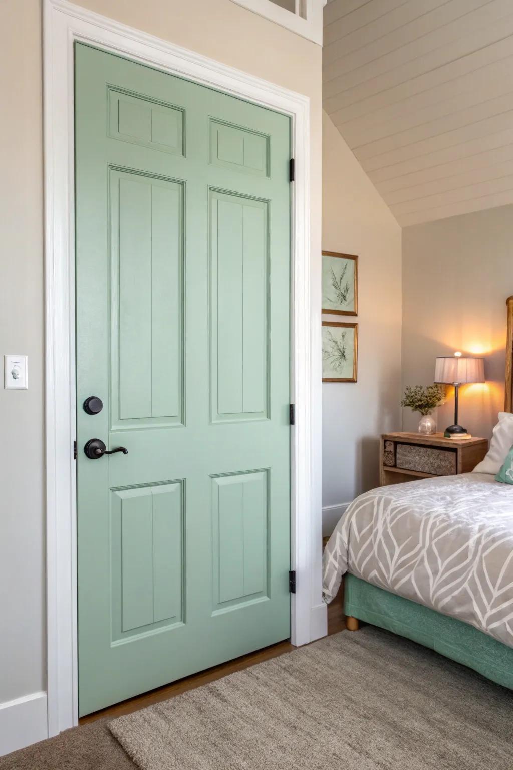 Pastel doors offer a delicate and romantic charm.