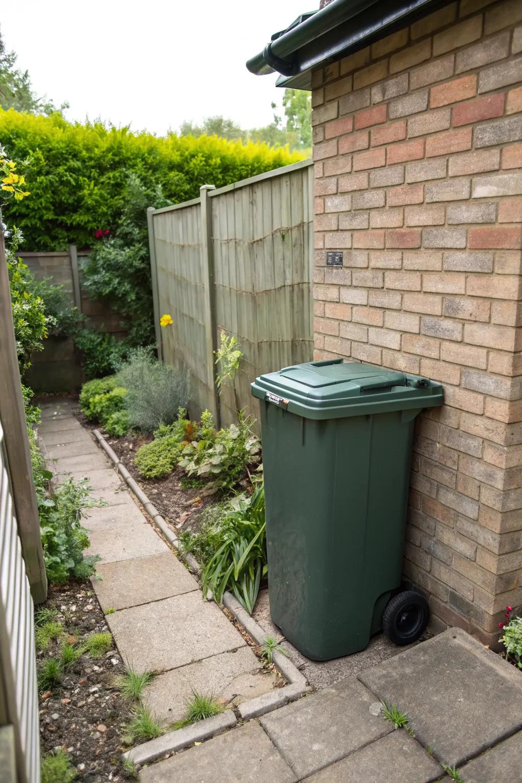 Take advantage of space with a compact corner bin store.