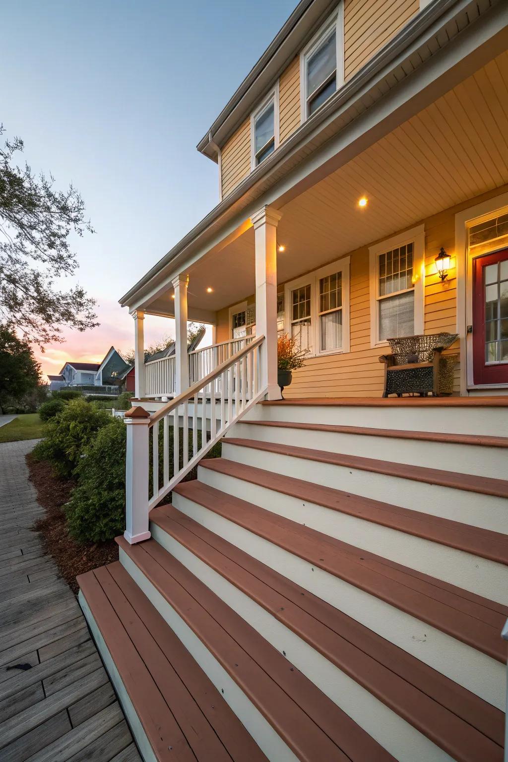Harmonious colors unite the entryway elements.