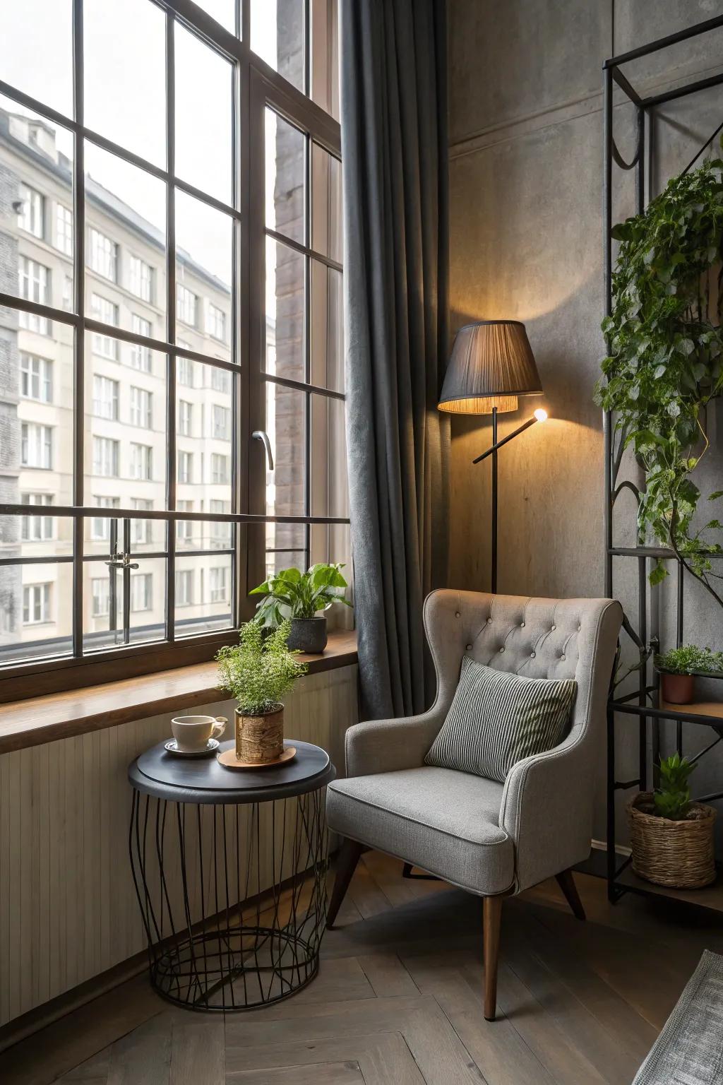 Mixing styles and materials makes your window area unique.