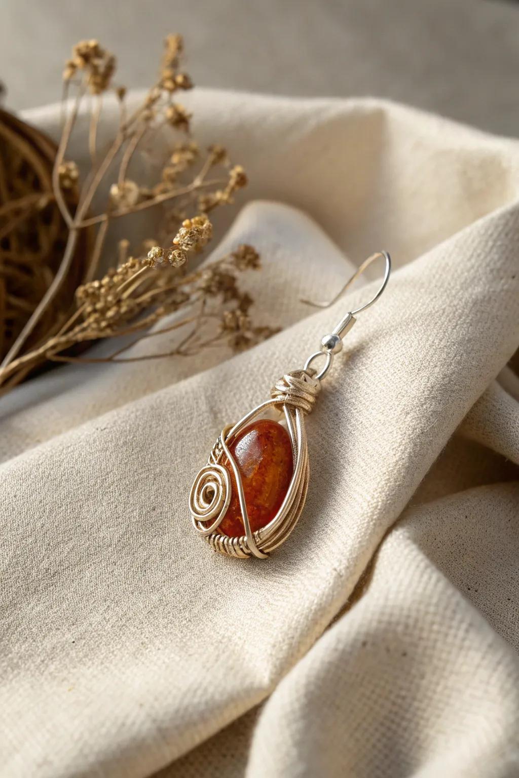 Amplify your aesthetic with the innate grace of gemstone wire-encased earrings.
