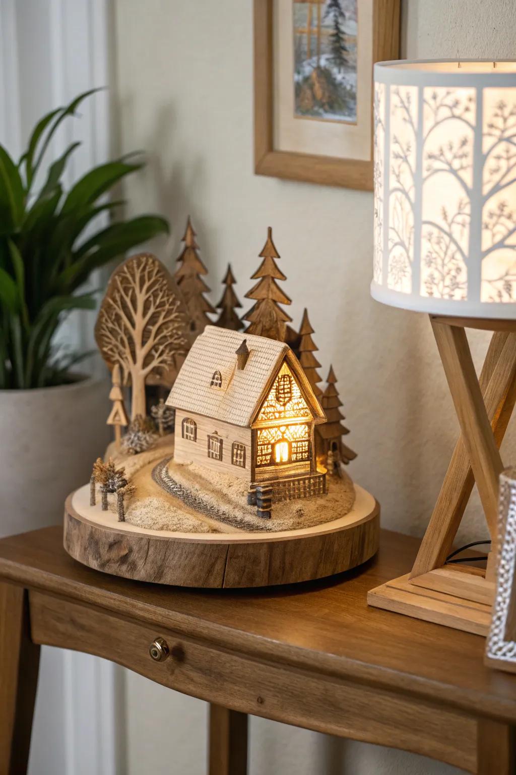 Use timber art to tell a story.