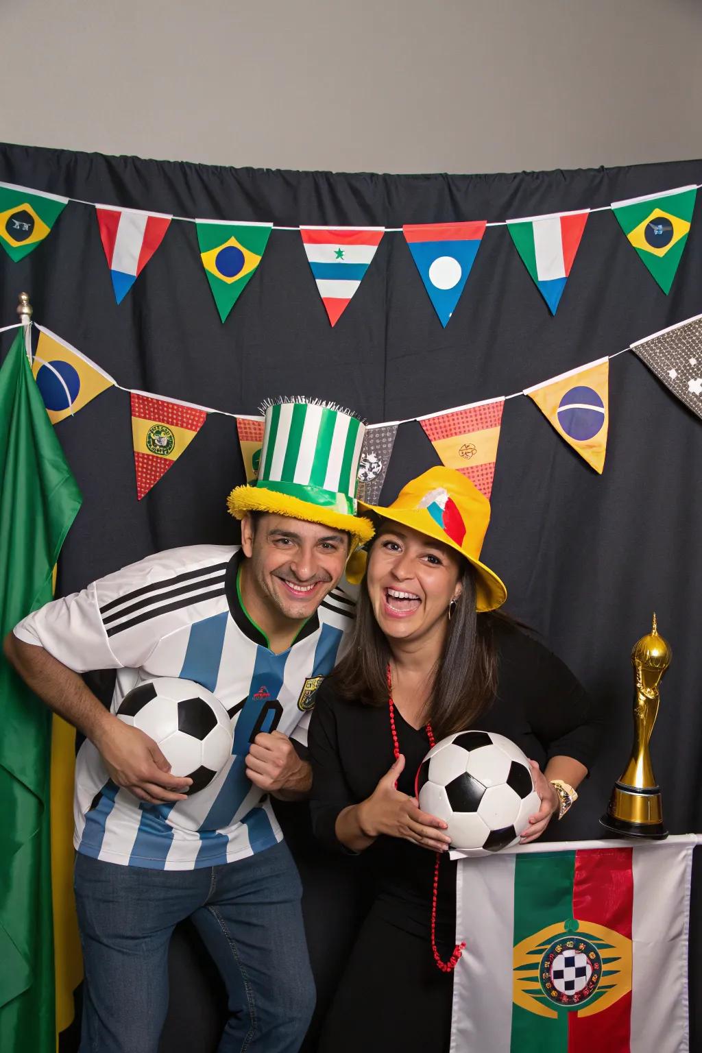 Immortalize the fun using a soccer-inspired picture station.