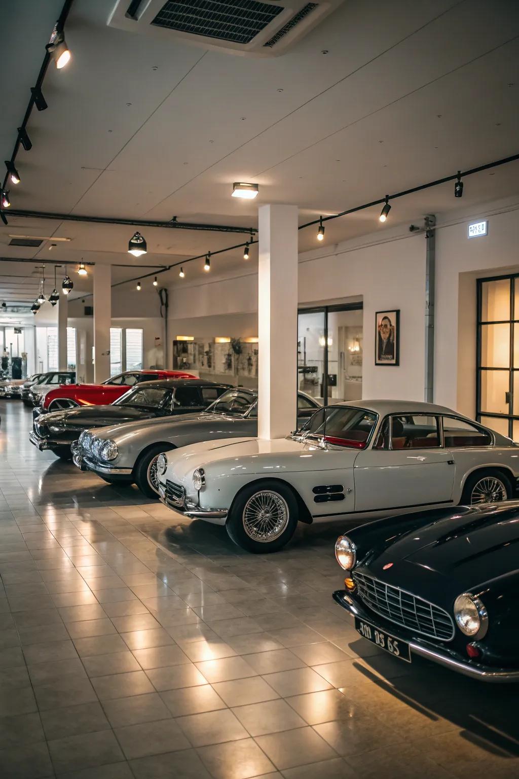 Display your enthusiasm for timeless automobiles within a transformed garage gallery.