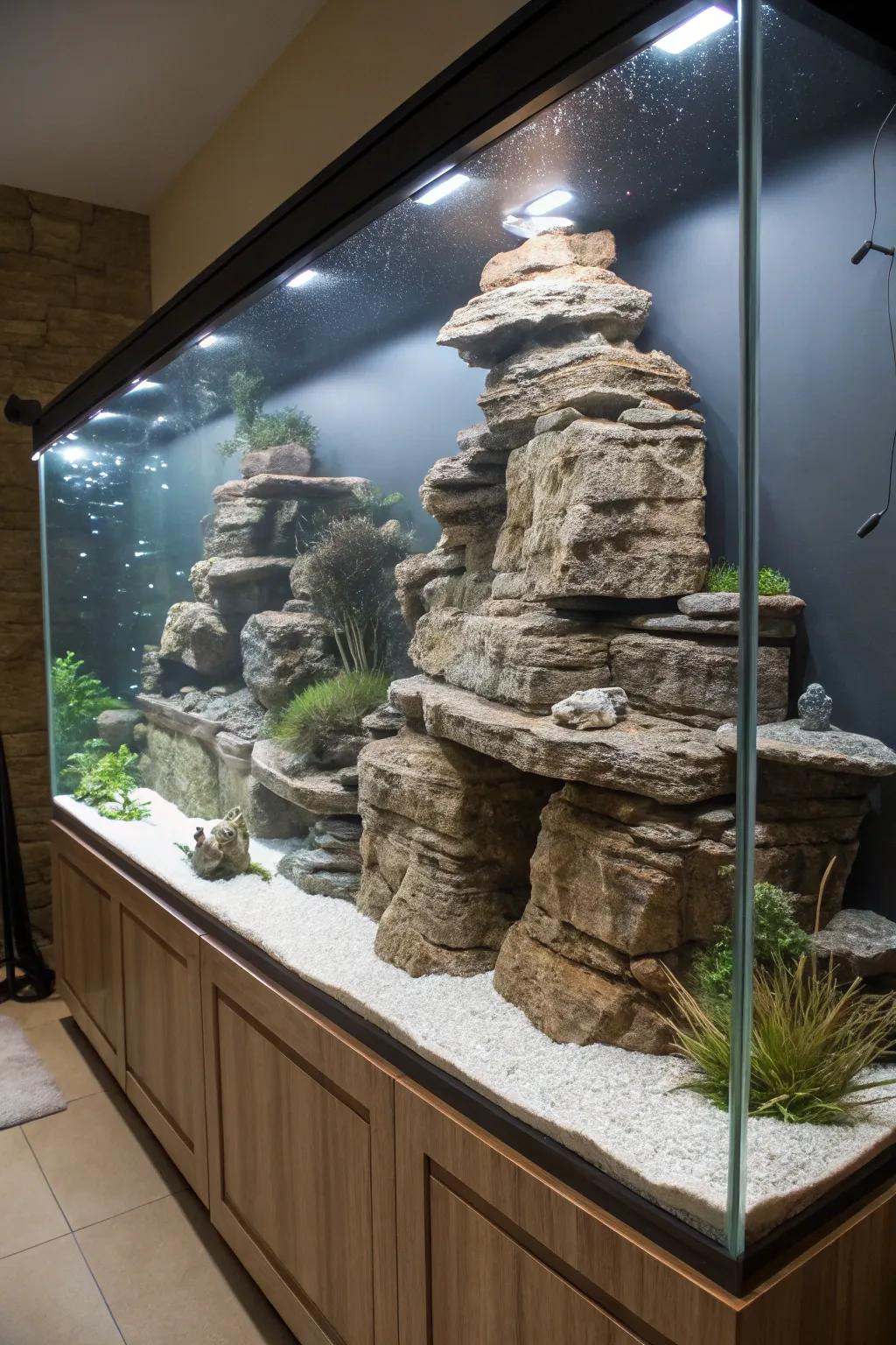 Dimensional builds make your aquarium visually appealing.