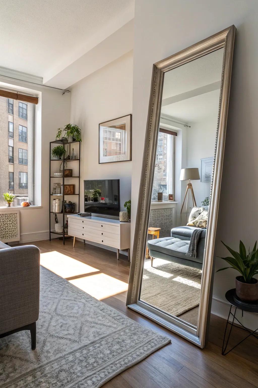 Reflective glass enhances natural light and makes the atmosphere airy