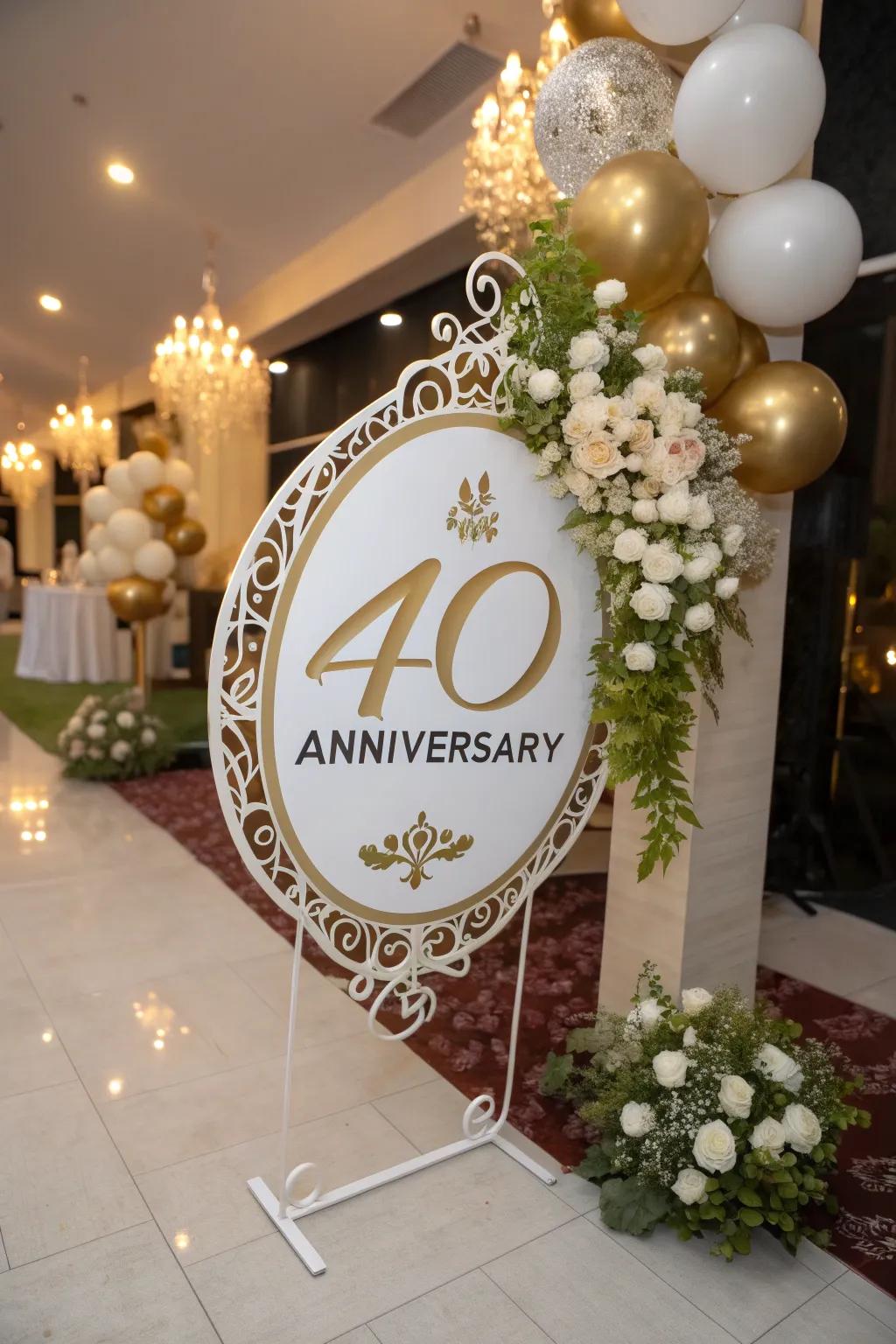 A custom '40' sign that honors a meaningful milestone.