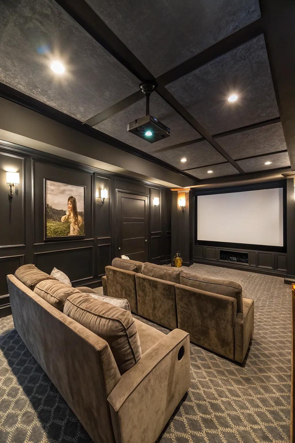 Low ceilings are great for creating a cozy home theater.
