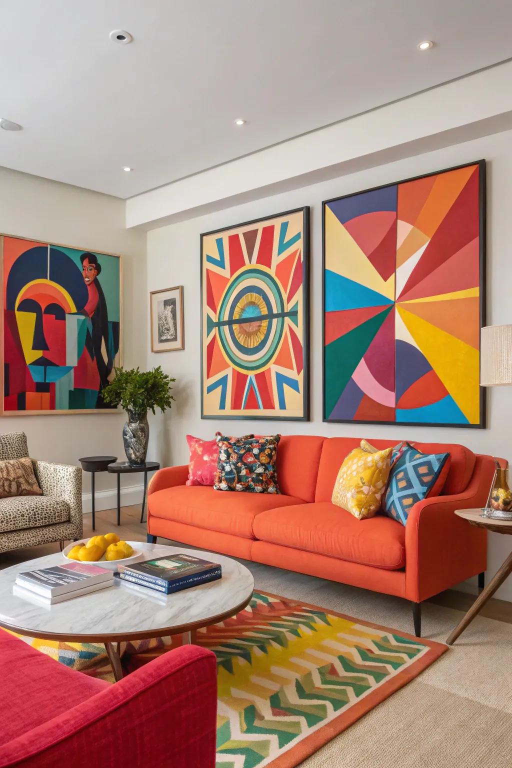 Clashing shades create a vibrant atmosphere.