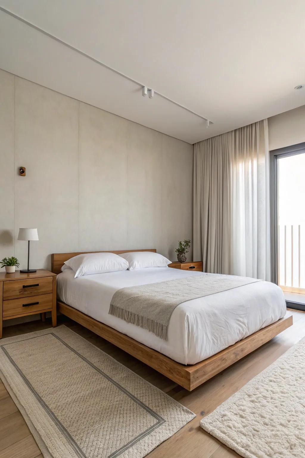 Unadorned ornamentation engenders a serene, uncluttered expanse.