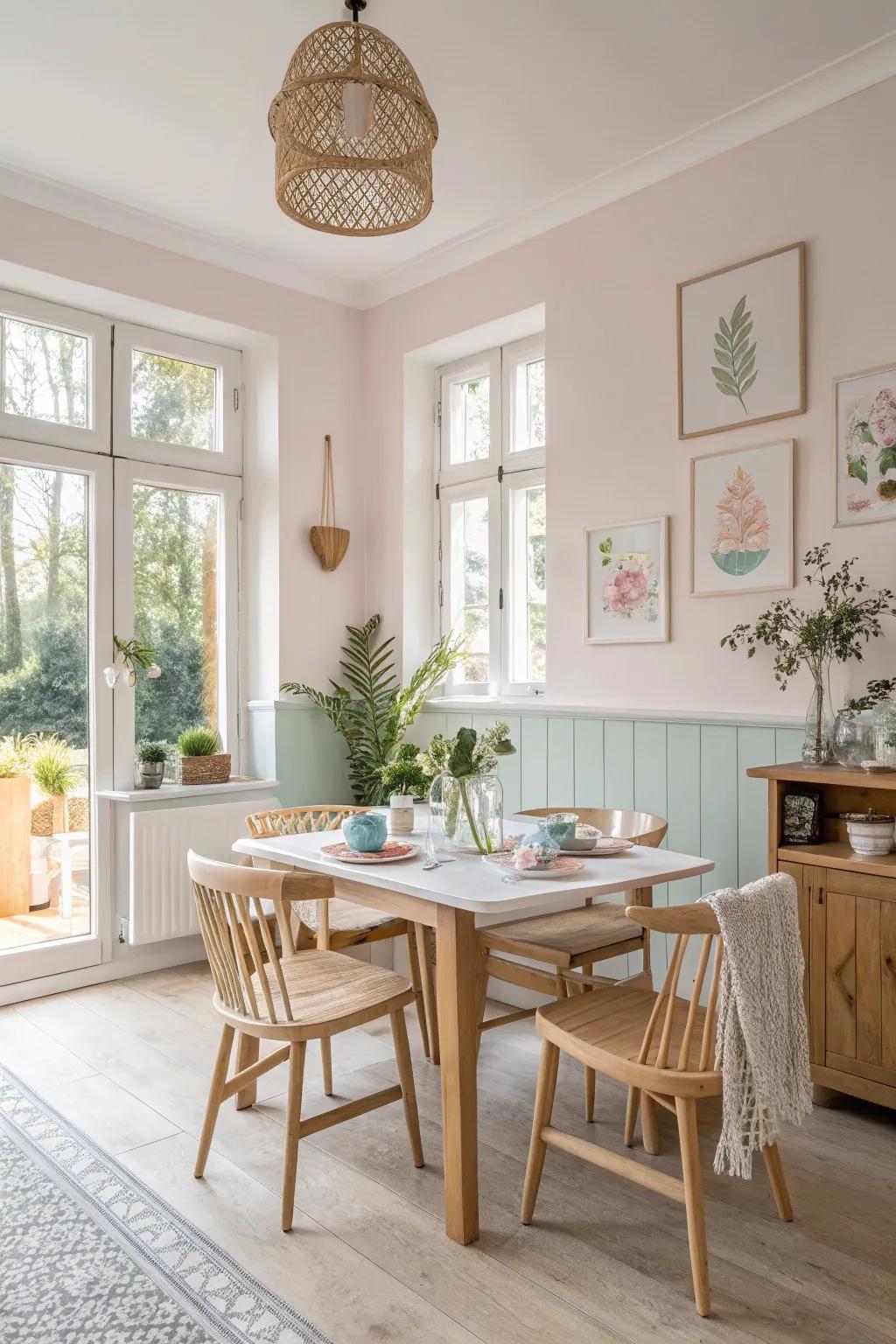 Light colors make the space feel open and welcoming.