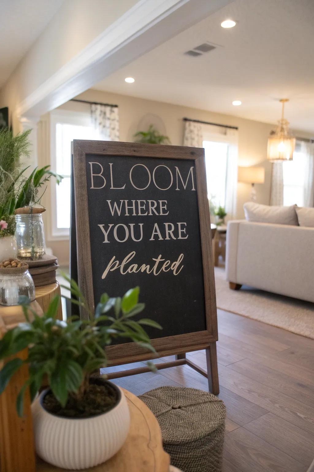 Inspiration blooms on this spring chalkboard.