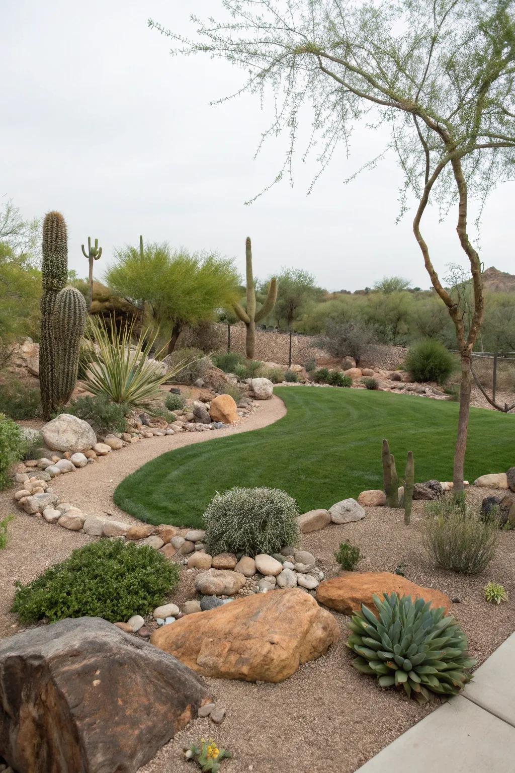 Minimalist turf delivering a lavish contrast in a desert landscape.