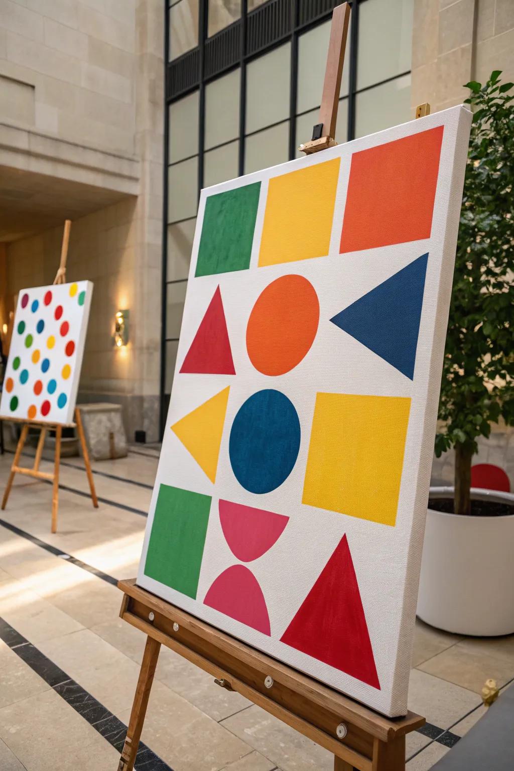 Elevate your art with modern geometric configurations. <strong><em>Modern masterpiece!</em></strong>” loading=”lazy” class=”pimg”>
	</picture><figcaption>Elevate your art with modern geometric configurations. <strong><em>Modern masterpiece!</em></strong></figcaption></figure>
<p>Snip geometric forms from cardboard and employ them as stamps. With either bold or delicate hues, these shapes can establish a captivating design on your canvas. <strong><em>Shape your world!</em></strong></p>
<h3>Try these:</h3>
<ul class=