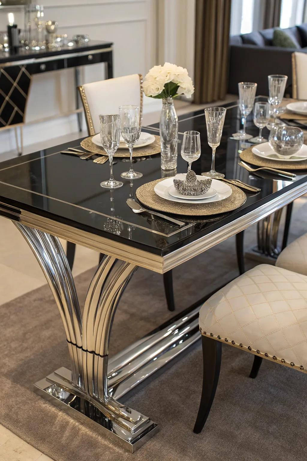 Polished furnishings exemplifying Art Deco’s sophistication.