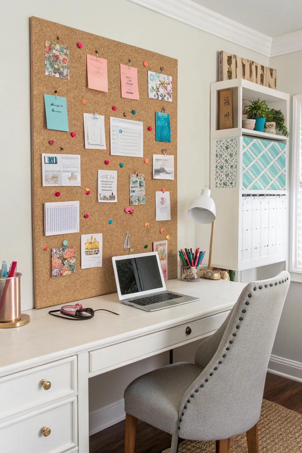 A chic material memo board that maintains your organization and sparks inspiration.