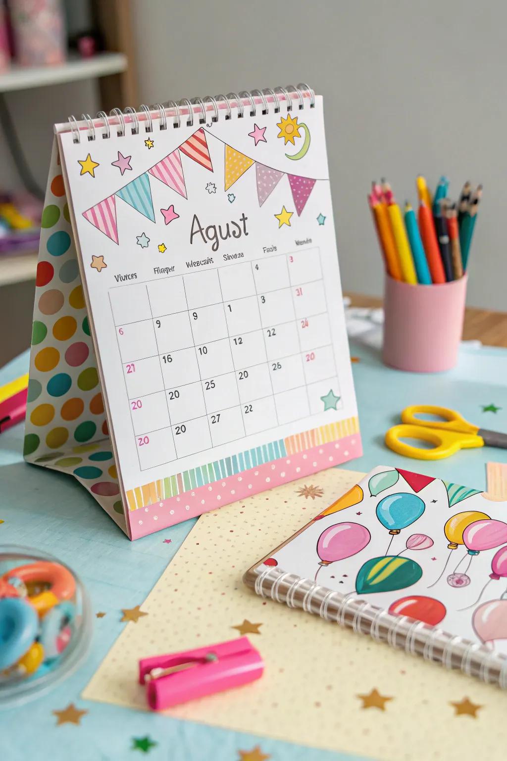 Elevate your calendar's ambiance with quirky motifs.