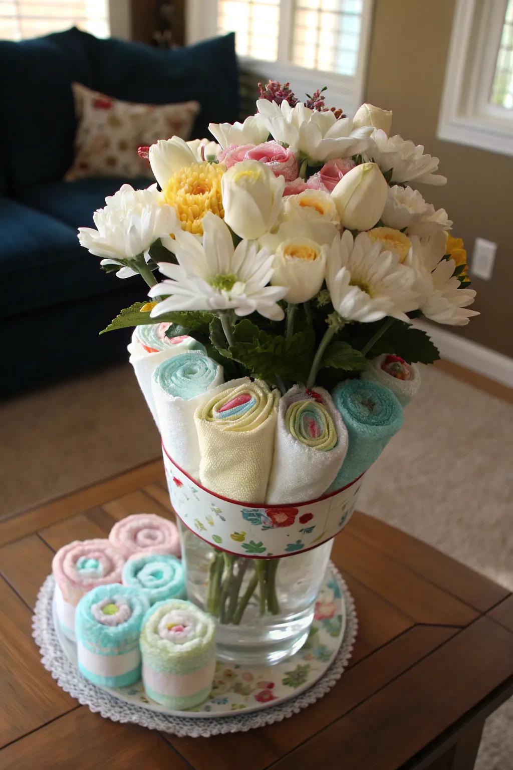 A singular diaper bloom that marries beauty and functionality.