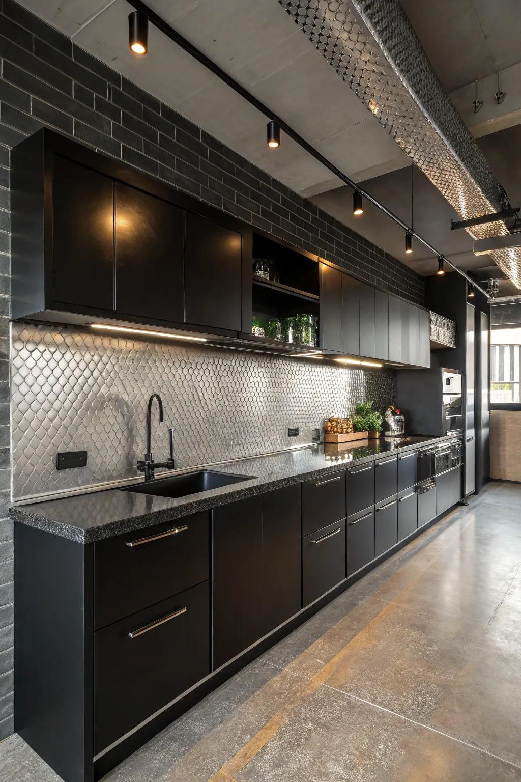 Stainless backsplashes include a modern and professional touch.