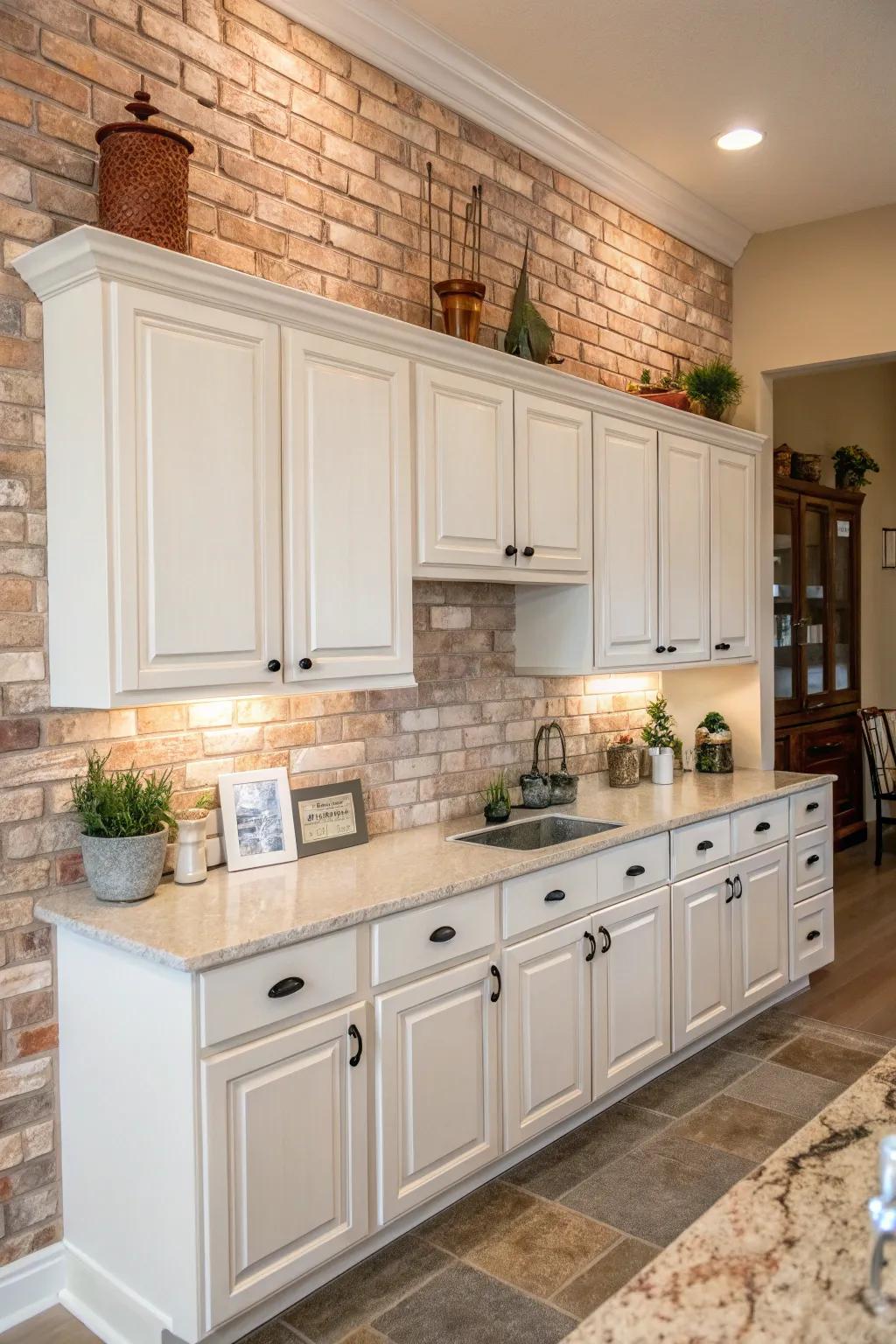 Natural brick adds warmth and character.