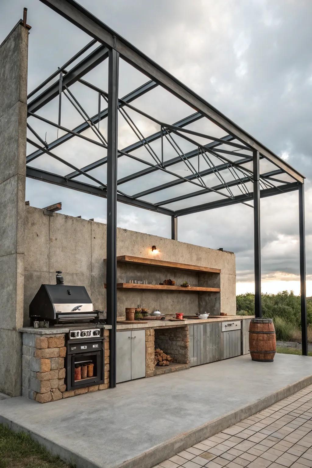 City edge thanks to an industrial-design grilling station.