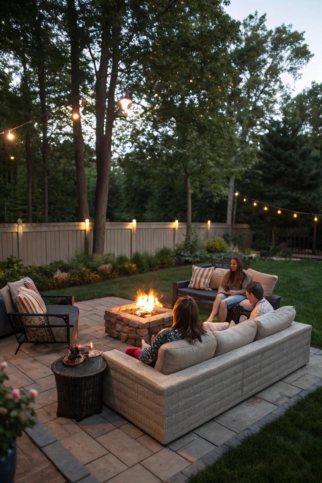 An inviting bonfire beckons guests to gather and share stories under the stars.