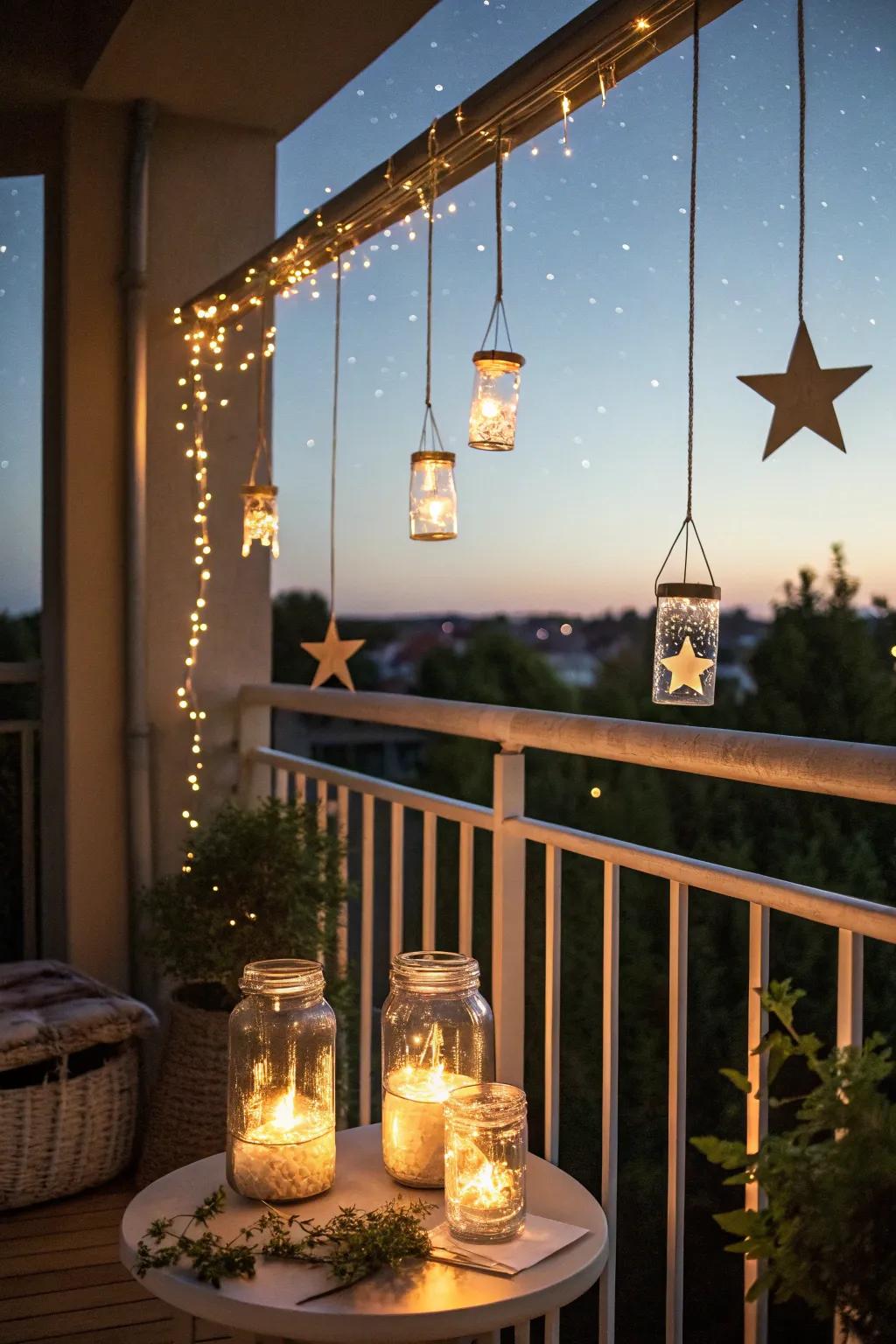 Fairy lanterns give any balcony a whimsical and magical feel.
