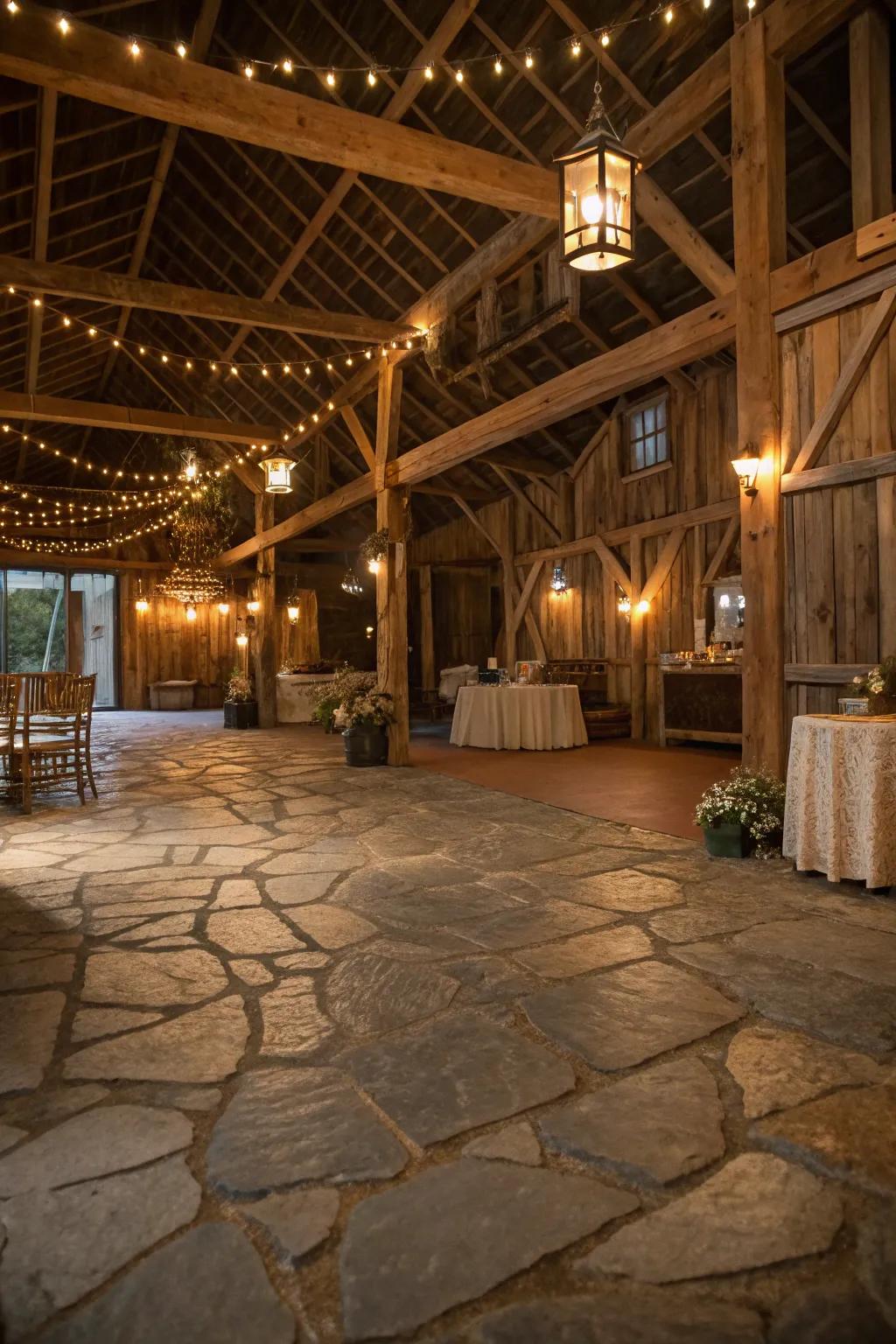 Stone floors infuse your barn with a touch of rustic refinement.
