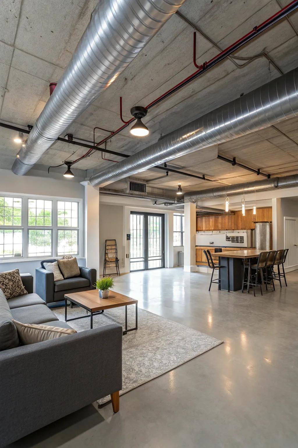 Make a sense of openness by adding pipes to your modern design.