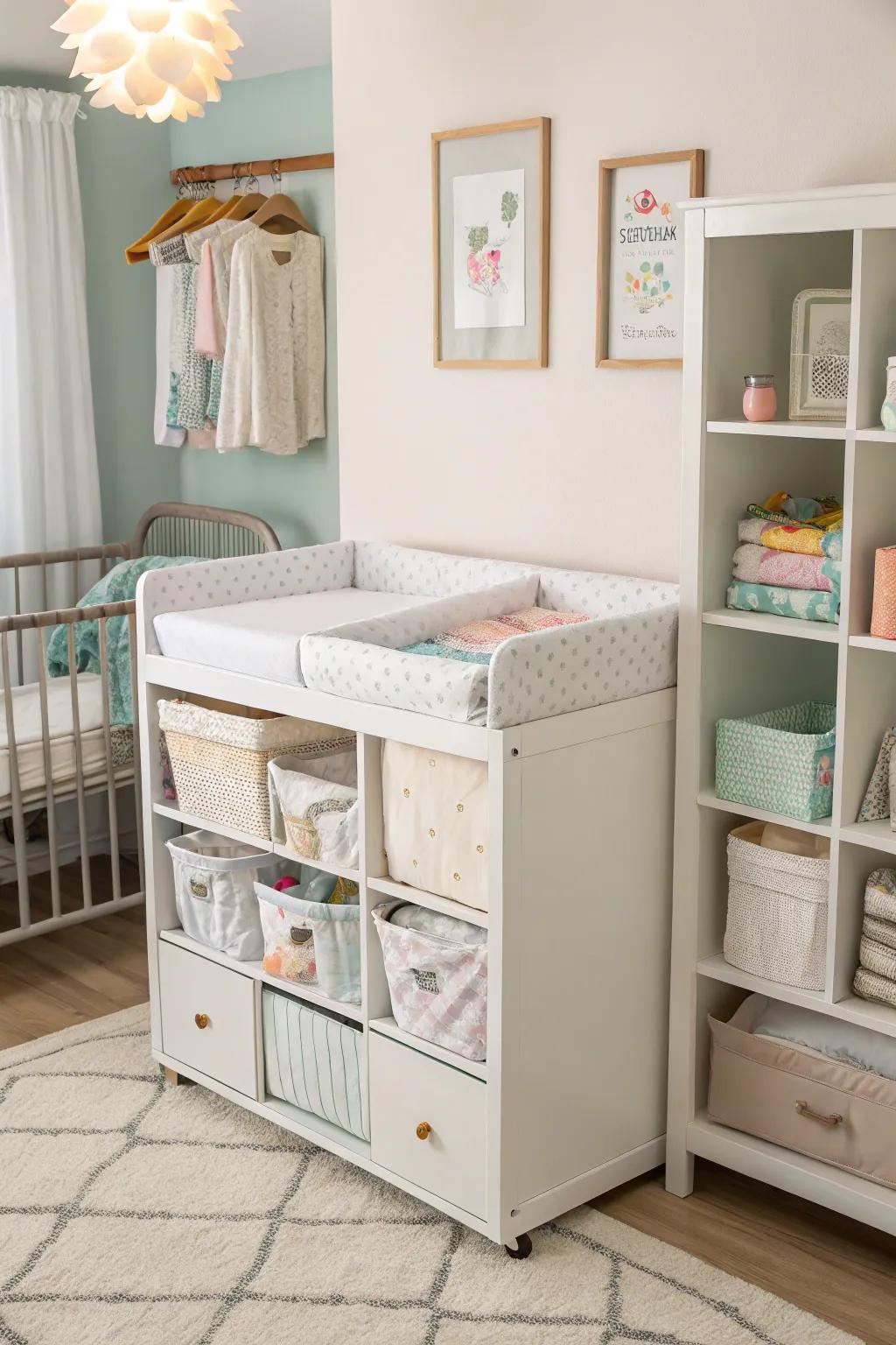 Unite elegance and practicality with a bassinet equipped with storage.