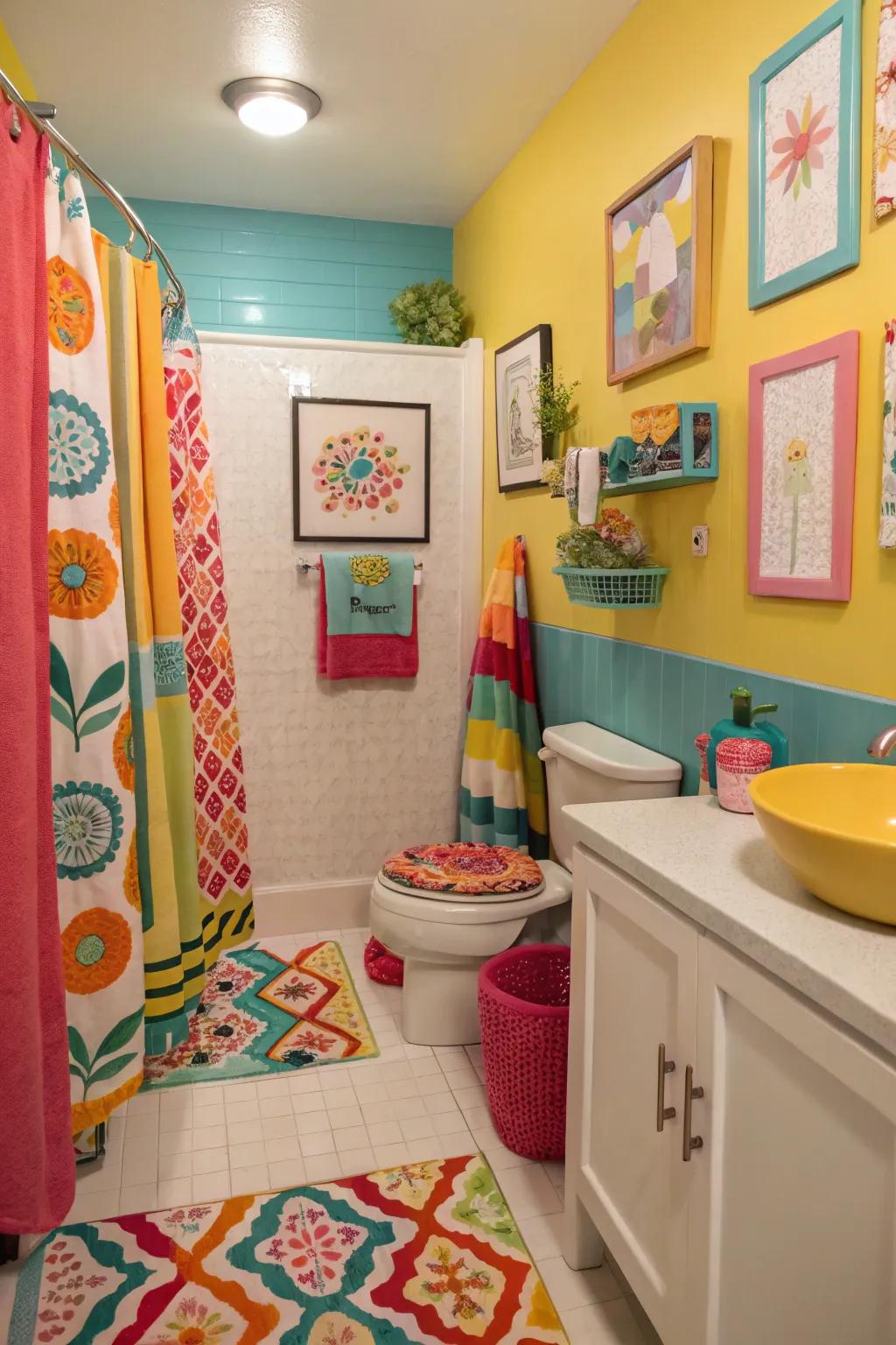 Bright colors bring vitality and energy to a bathroom.