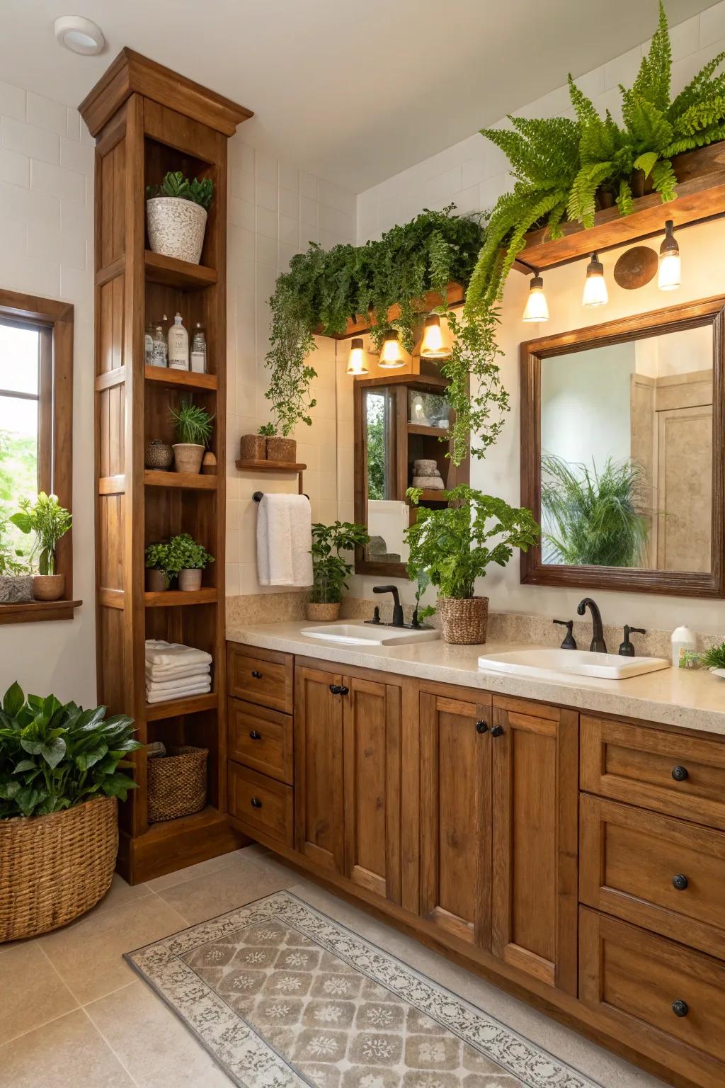Organic touches infuse warmth and vitality into your bathroom.