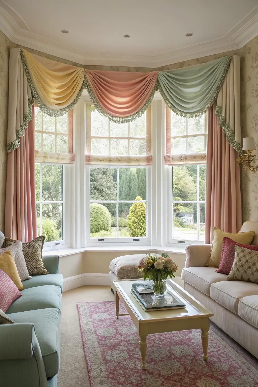 Color-coordinated toppers bring harmony to a room.