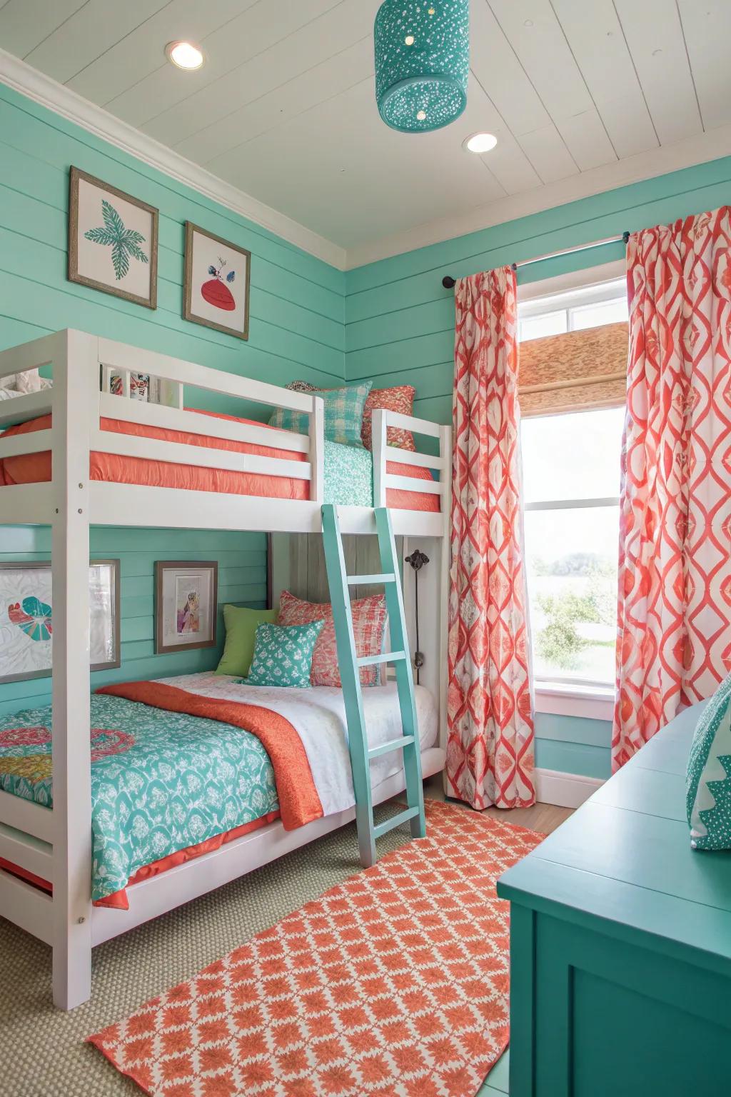 Add a dash of color with teal and coral accents.