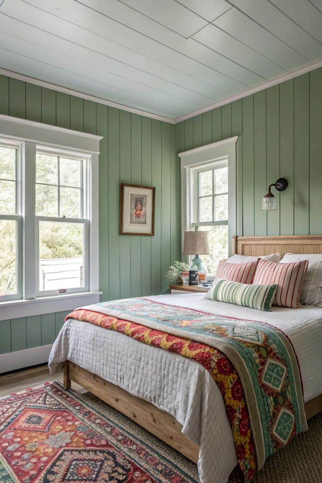 Colored grooved paneling adds a fun twist to settings.