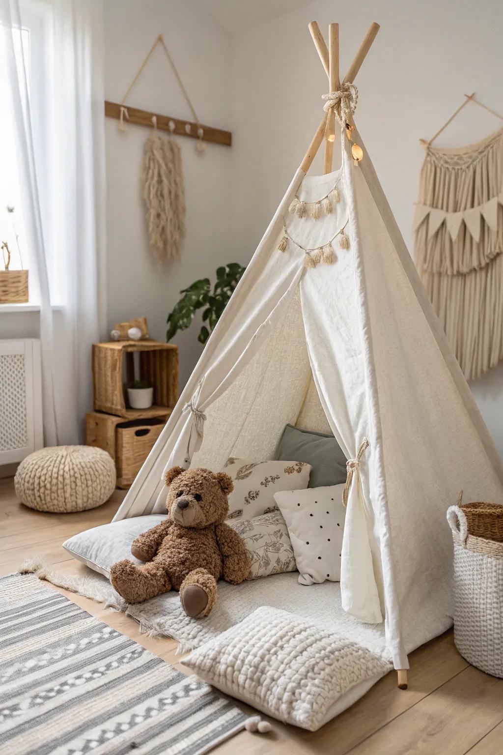 Embrace nostalgia and relaxation using a plush friend haven inside your dreamy bedroom fort. 🧸✨