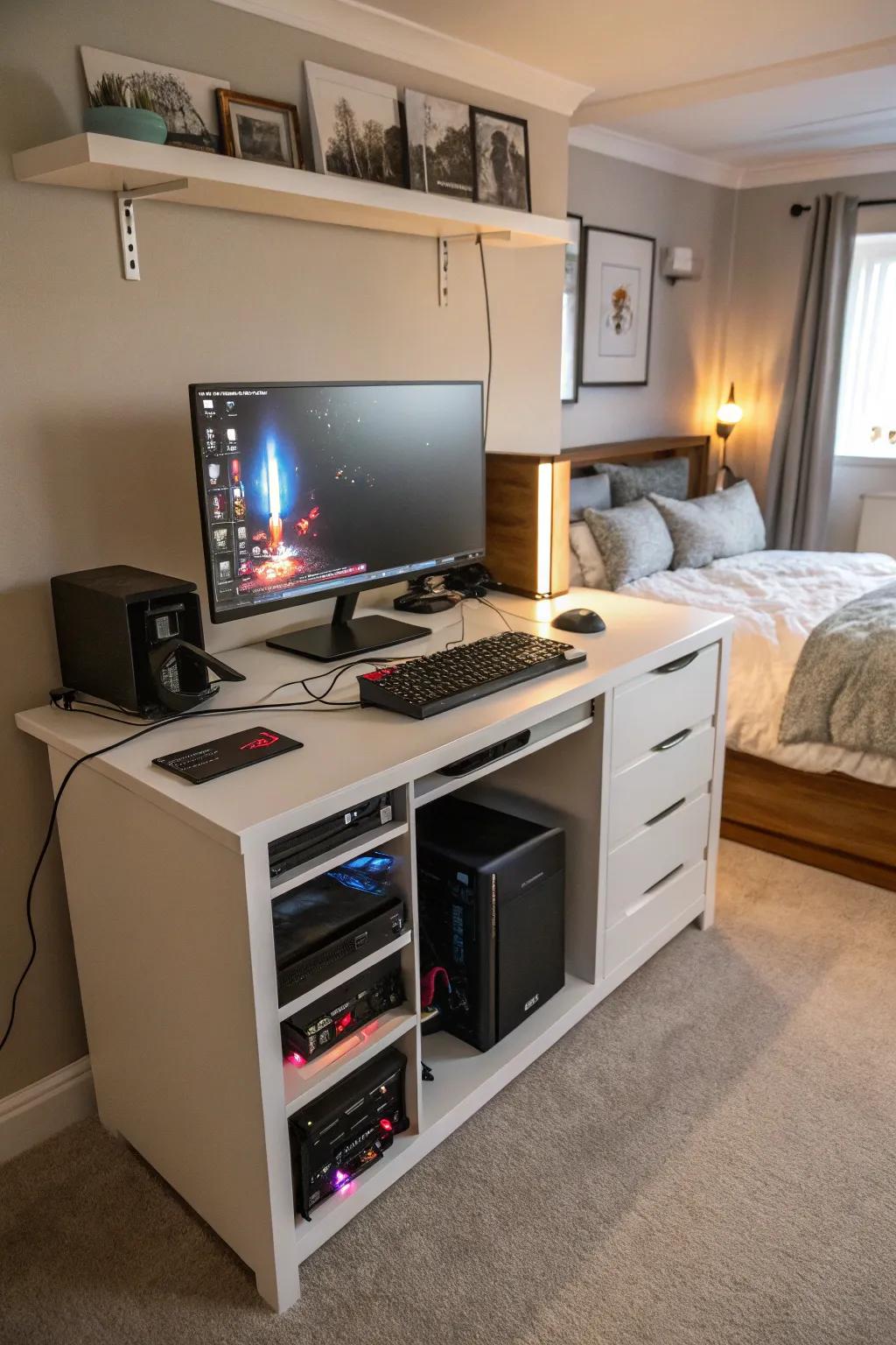 A tidy desk makes your gaming area neat.