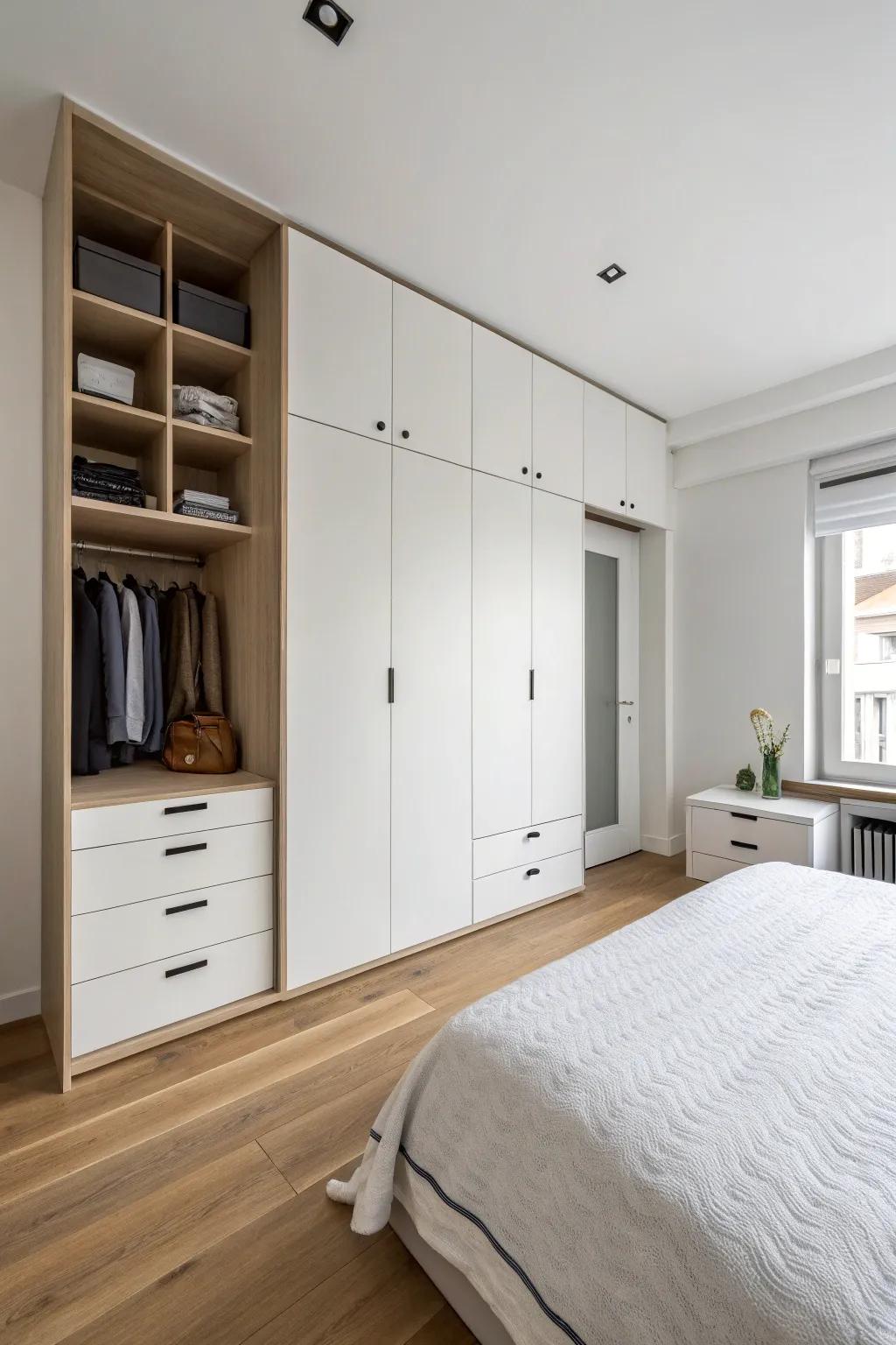 Built-in storage makes sure a bedroom stays organized and neat.
