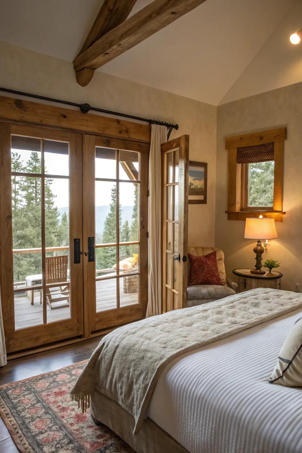 Rustic wood frames add warmth and character to the space.
