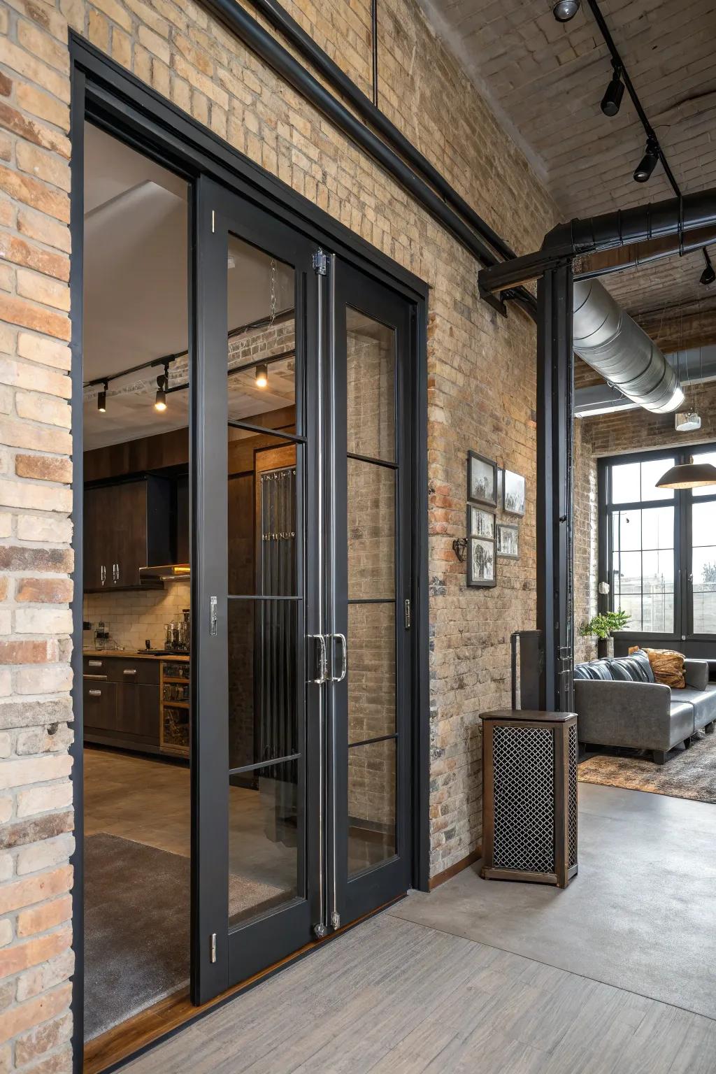 Urban metal details enhance the city loft aesthetic of bifold doors.