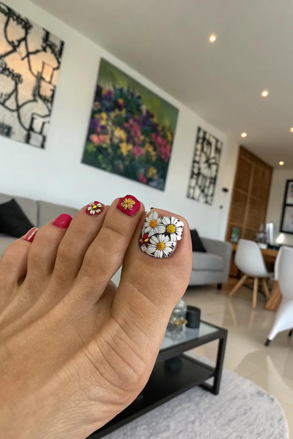 Three-dimensional floral artistry that adds texture and dimension to your pedicure.