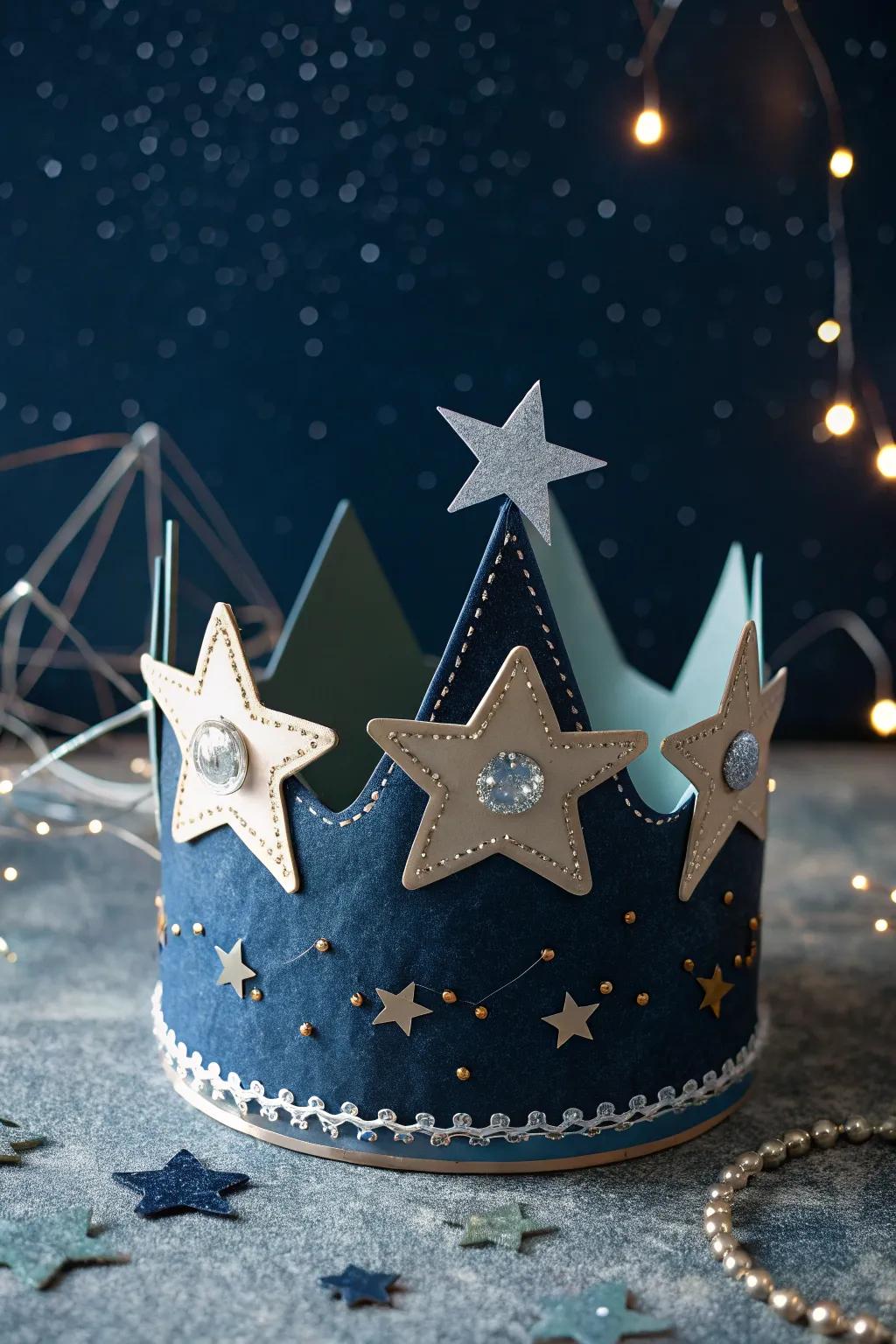 A celestial starry night birthday crown